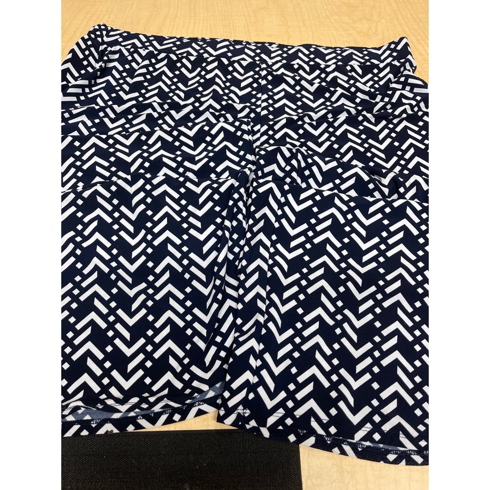 DZ & AL Navy White Geometric Chevron Wide Leg Stretch Pants XL